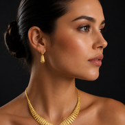 18K Gold Necklace, Earring & Bracelet Set