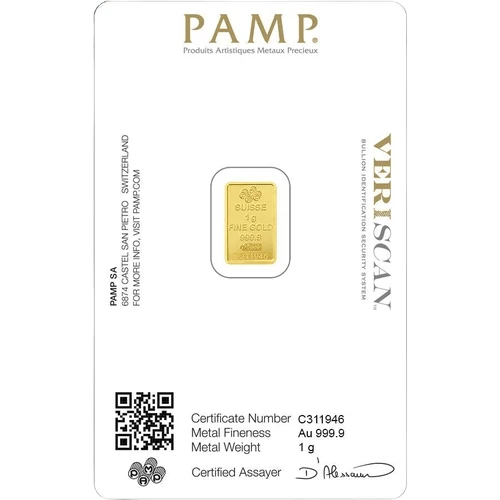 1 Gram PAMP Suisse Lady Fortuna Gold Bar