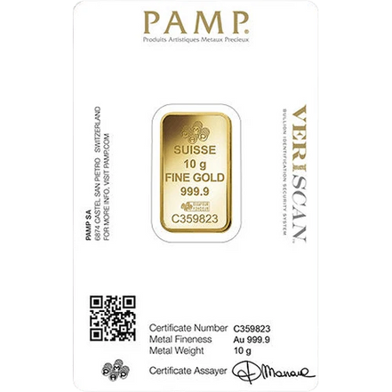 Lingot d'or 10g Pamp Sisse Lady Fortuna