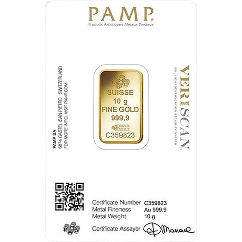 Lingot d'or 10g Pamp Sisse Lady Fortuna