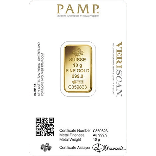Lingot d'or 10g Pamp Sisse Lady Fortuna